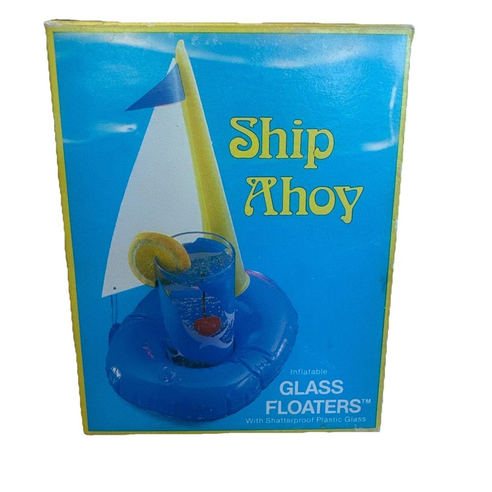 Vintage Inflatable Sailboat Floating Pool Glass Caddy‎ Drink Holder NEW NOS